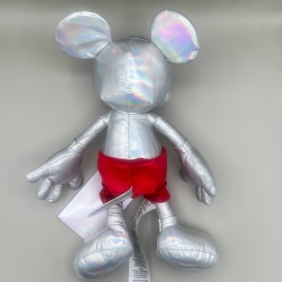 DISNEY PARKS 100th Anniversary Mickey Mouse Platinum Plush Toy 14” 2023 NEW - Picture 6 of 8